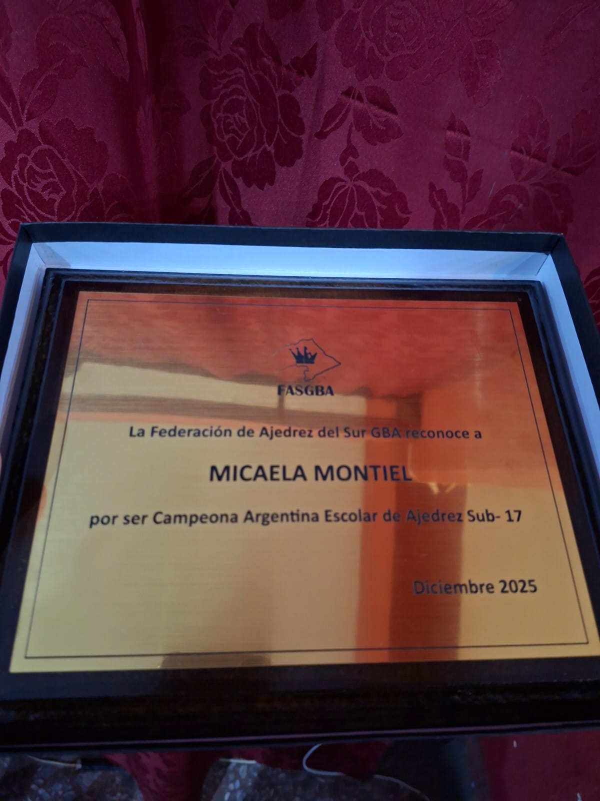 El texto de la plaqueta